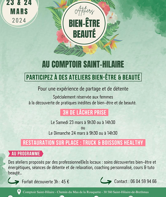 Ateliers Bien-être & Beauté – 23 & 24 Mars 2024